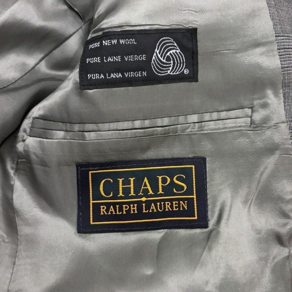 Vtg Ralph Lauren Chaps Glen Plaid 2pc Suit 41R 100% Wool Gray Made in Canada - Picture 2 of 14